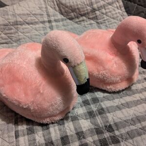 Plush Pink Flamingo Slippers